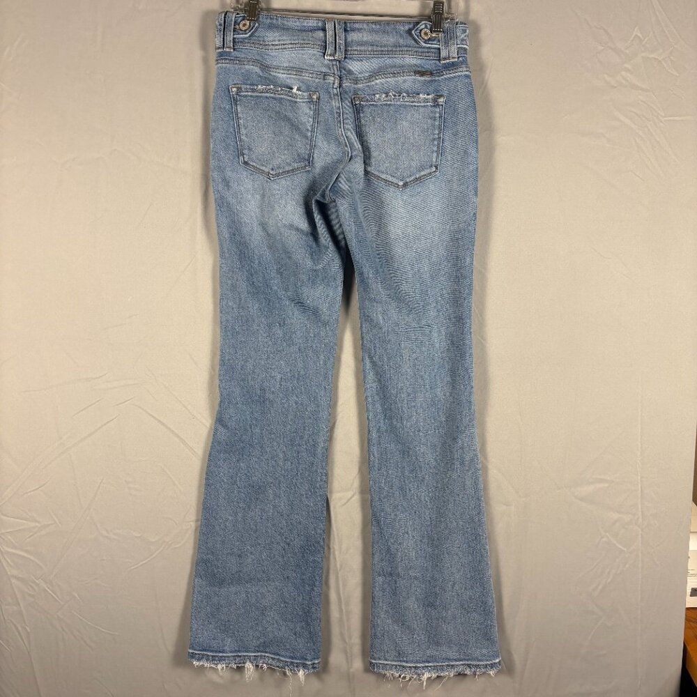 KanCan Mid Rise Bootcut Jeans Women’s Double Button Frayed Hem Denim - Picture 4 of 13